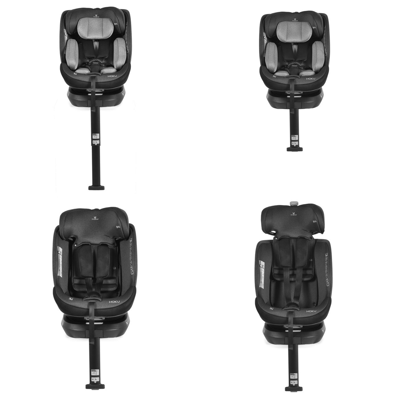 Cangaroo Kindersitz Hoku i-Size (40-150cm) Gruppe 0+/1/2/3, Isofix, Stützfuß schwarz