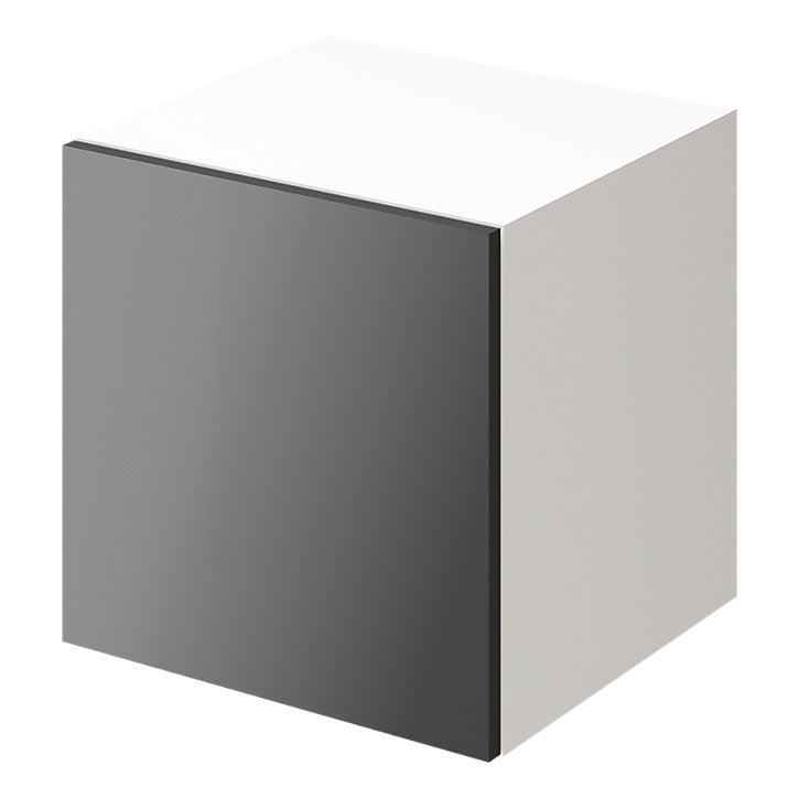 Cube de rangement blanc avec porte anthracite brillant GoodHome Atomia H. 37,5 x L. 37,5 x P. 37 cm