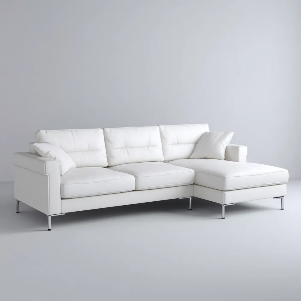 Ecksofa Leder 300x200x90 cm – Weiß – Modernes Design