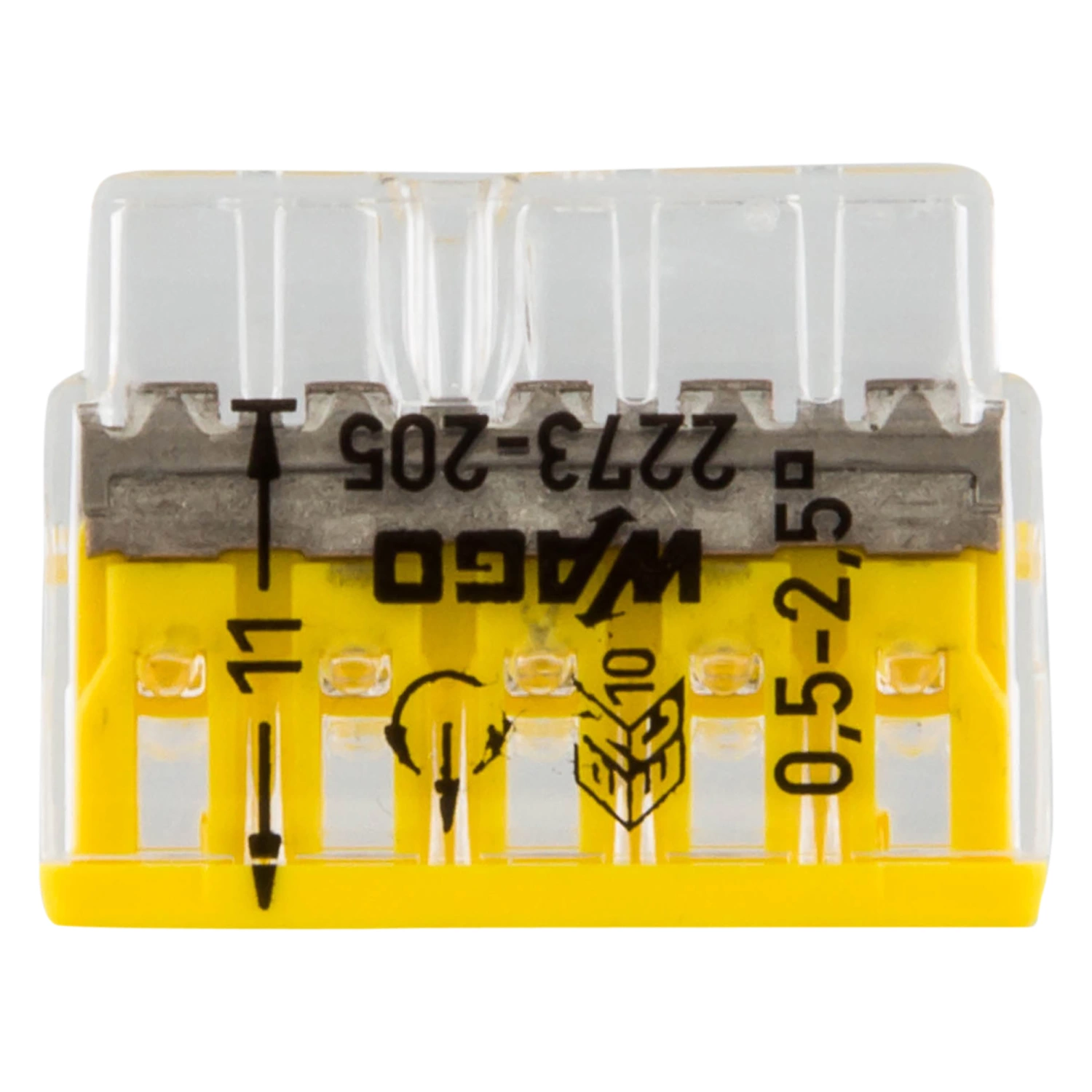 Wago 2273-205 Lasklem 5-polig - 5-gaats - 5 x 0.5 - 2.5 mm² - Transparant-geel (100st)