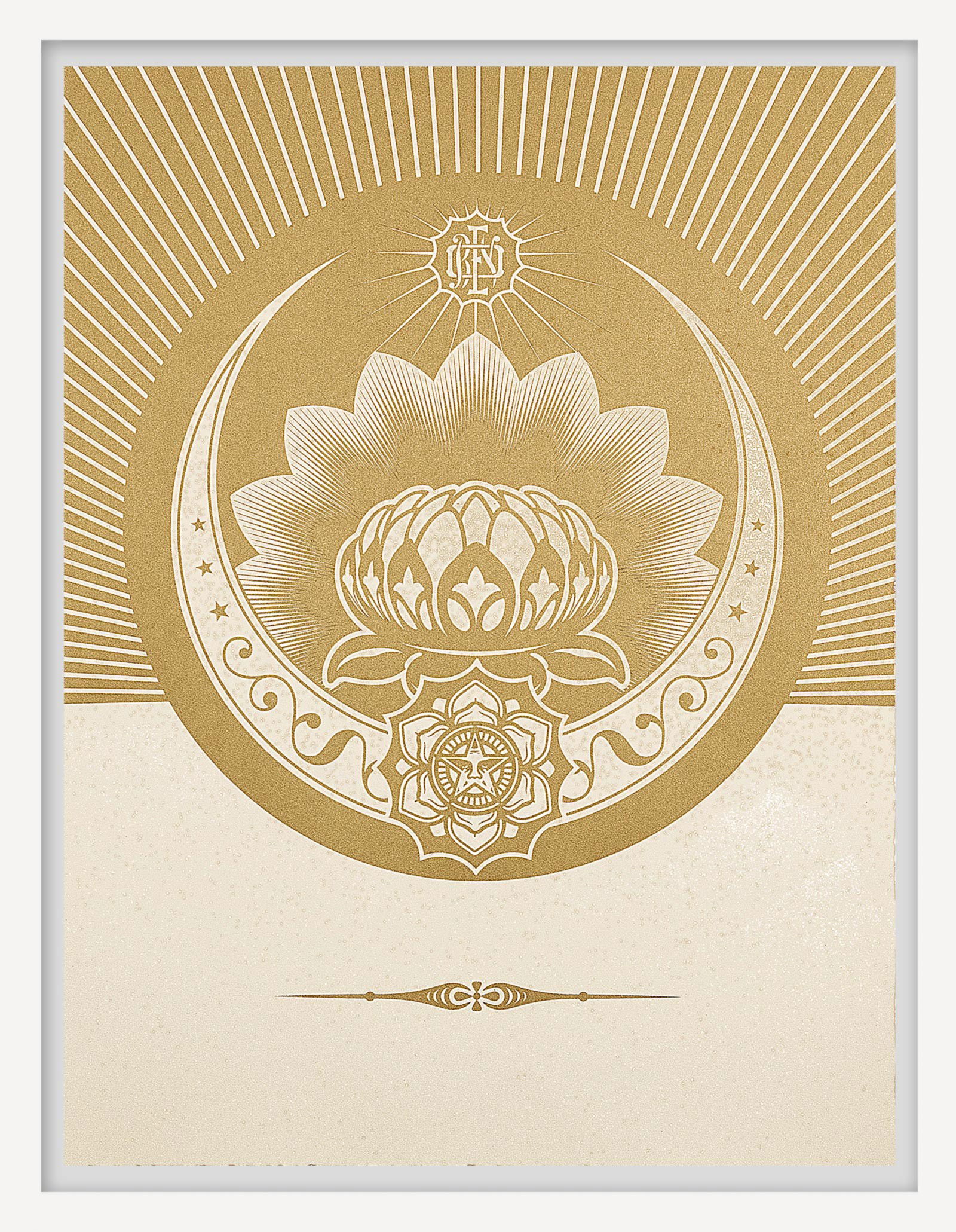 Obey Lotus Crescent (White & Gold) by Shepard Fairey - Limited Edition. Edition of: 75. Signed.