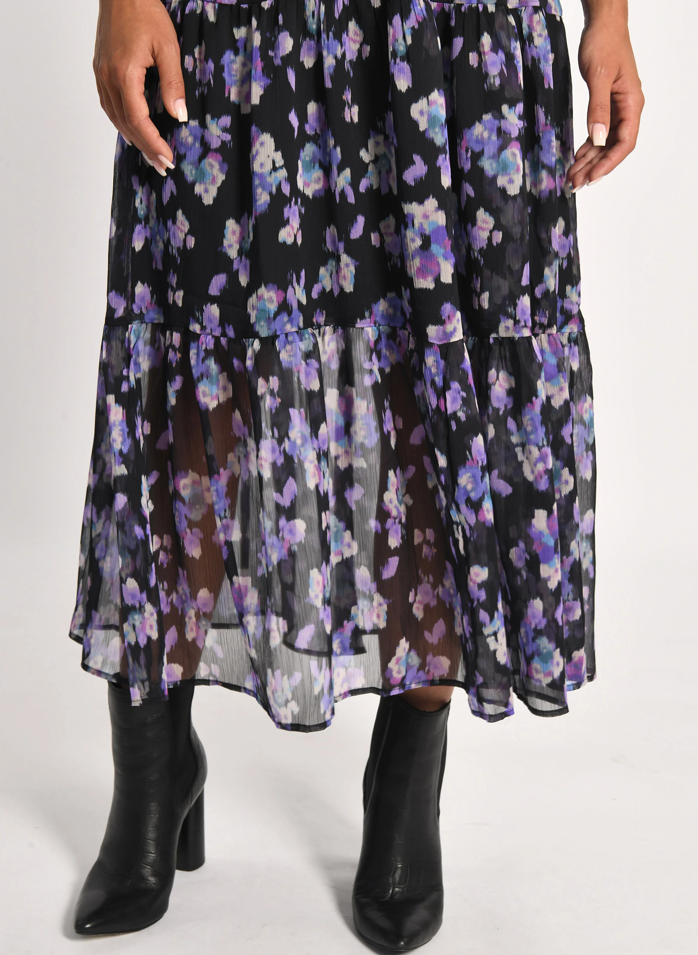 MADISON - Robe longue col V imprimée | Multicolore