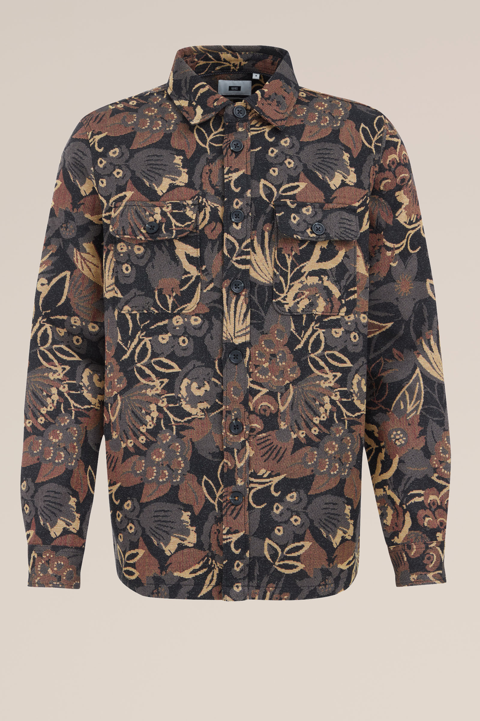 jacquard overshirt met dessin WE Fashion Zwart