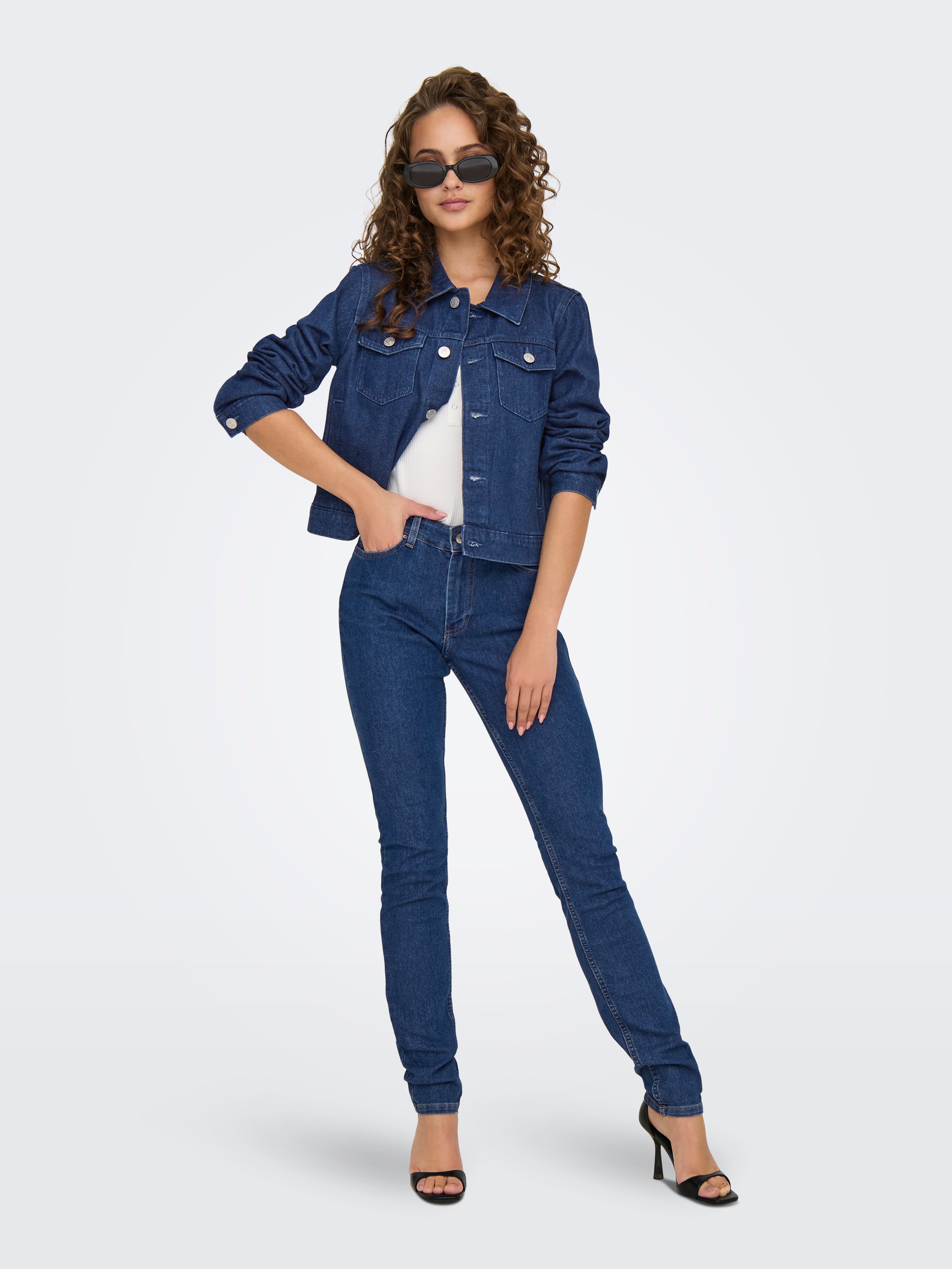 ONLHUSH Skinny Fit Jeans Dark Blue Denim