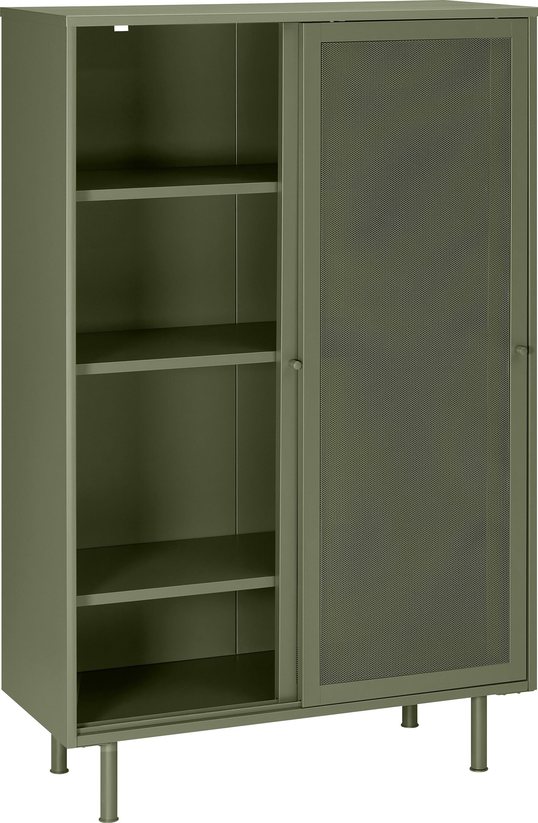 VALENA Highboard grün 90x40x140cm - Grün / B: 90.0 cm x T: 40.0 cm x H: 140.0 cm