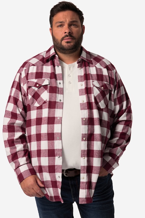 John F. Gee Karo-Flanellhemd, Langarm, Kentkragen, Modern Fit, bis 8 XL