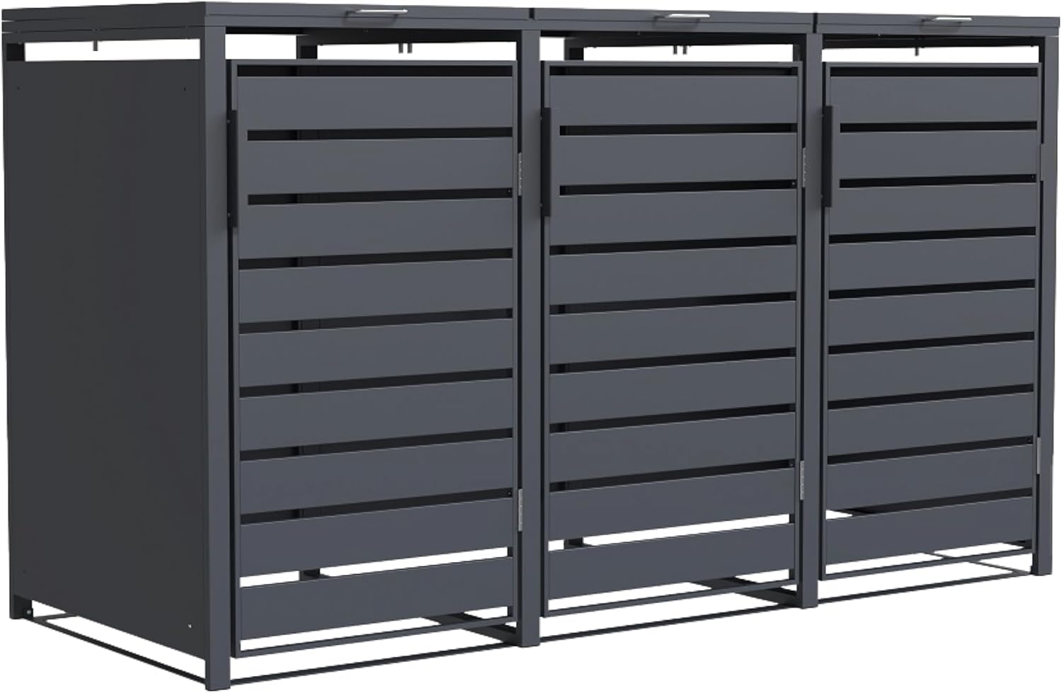Mülltonnenbox 3er Valto mit Lamellendesign/Klappdach mit Gasdruckdämpfer