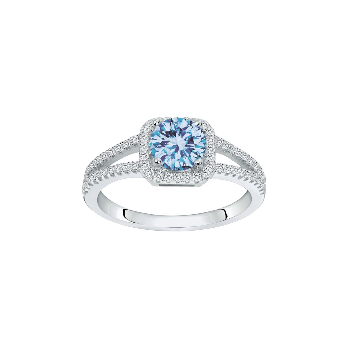 Bague de fiançailles en Argent avec spinelle bleu topaze