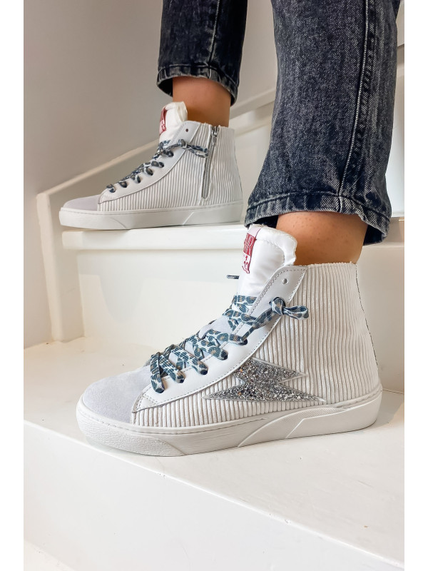 Baskets GOIA Velours Blanc - Semerdjian
