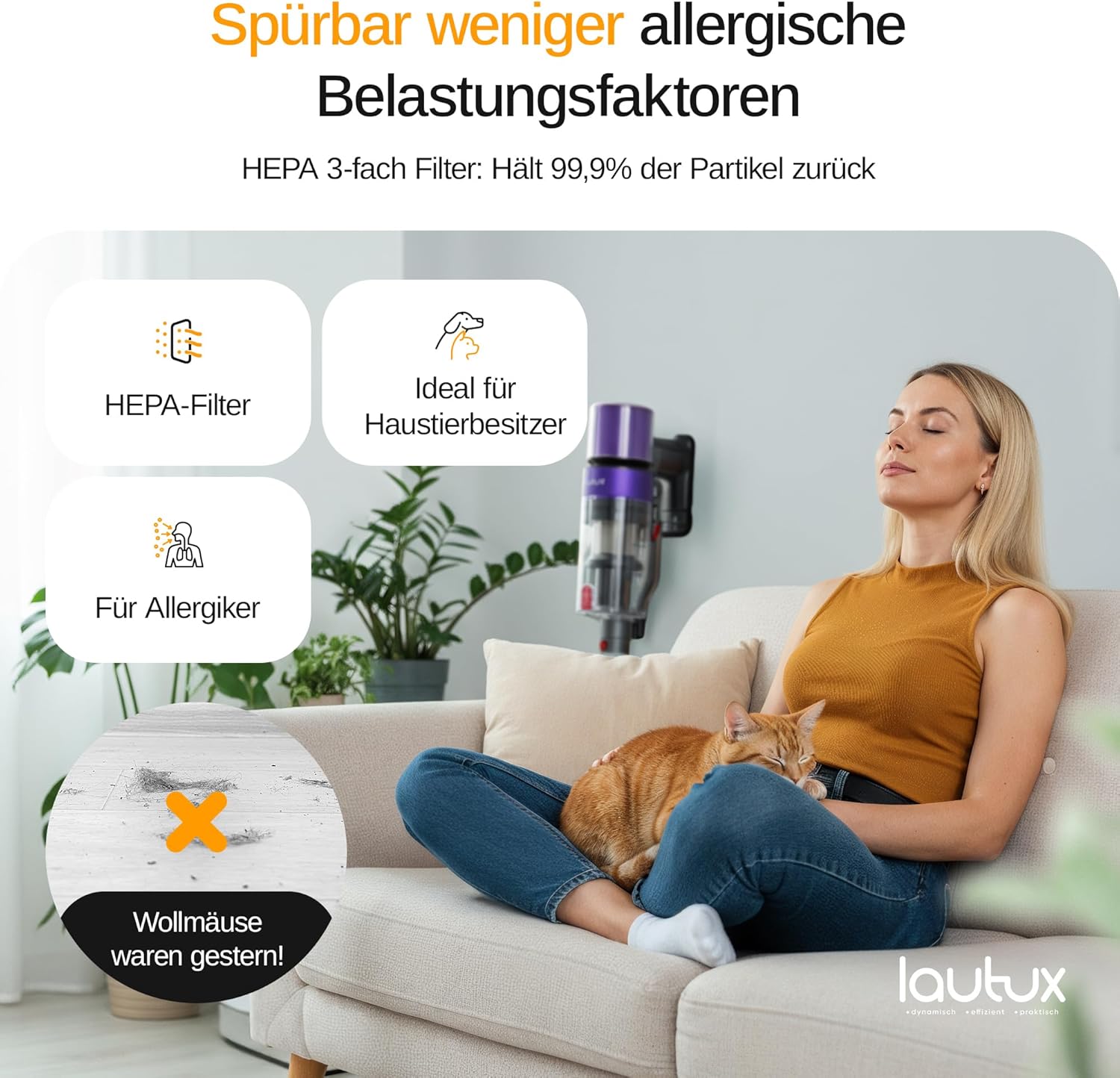 Clenza Pro – Kabelloser Akku-Staubsauger 36 kPa mit 3 Saugmodi, 70 Min Akku, starker Saugleistung, HEPA-Filter, Turbobürste für Tierhaare, LED-Display & praktische Wandhalterung