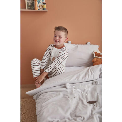 Housse couette 100 cm X 140 cm veloudoux gris Babou & Kendi - NOUKIE 'S
