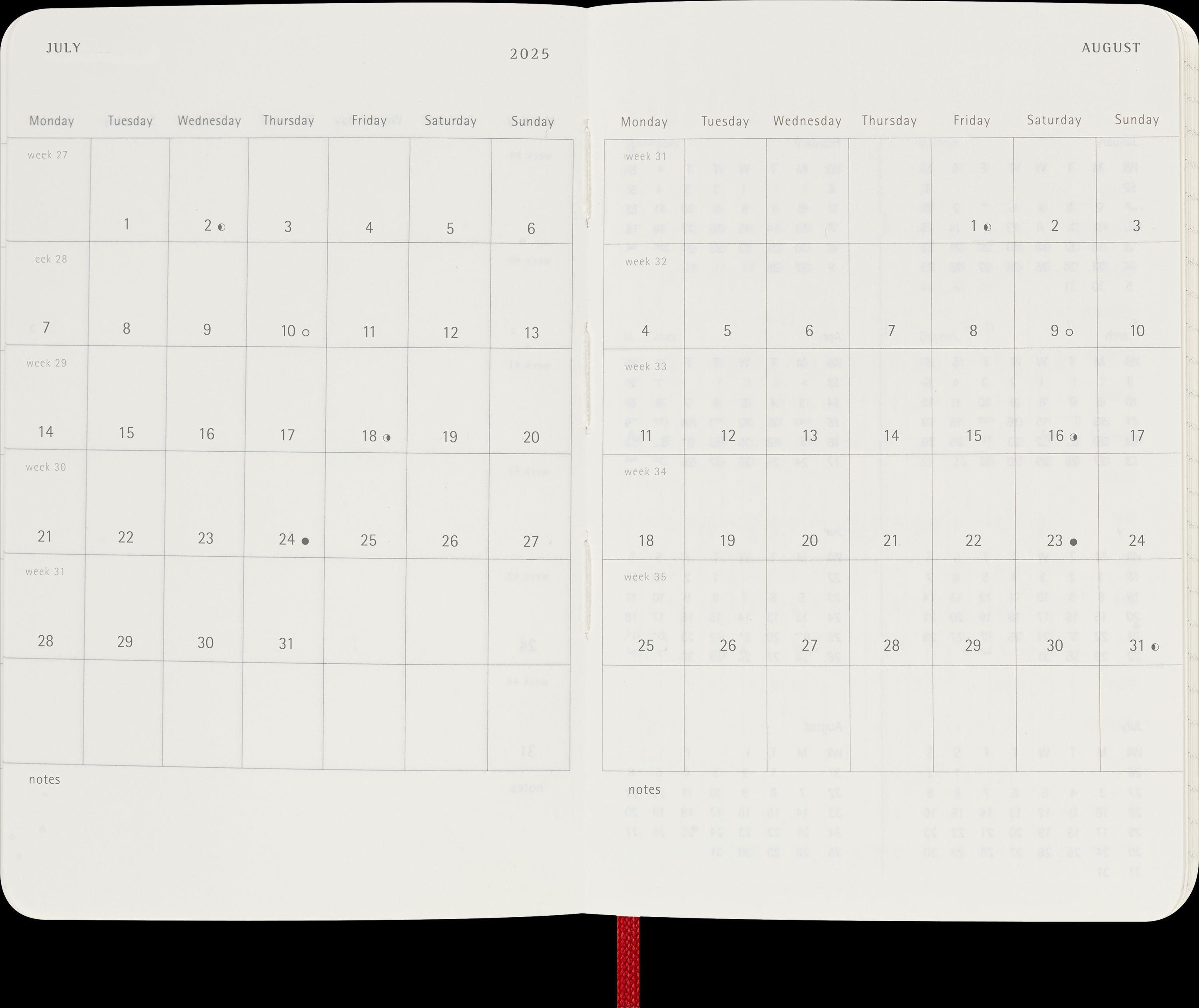 Moleskine 12 Monate Tageskalender 2025, Pocket/A6