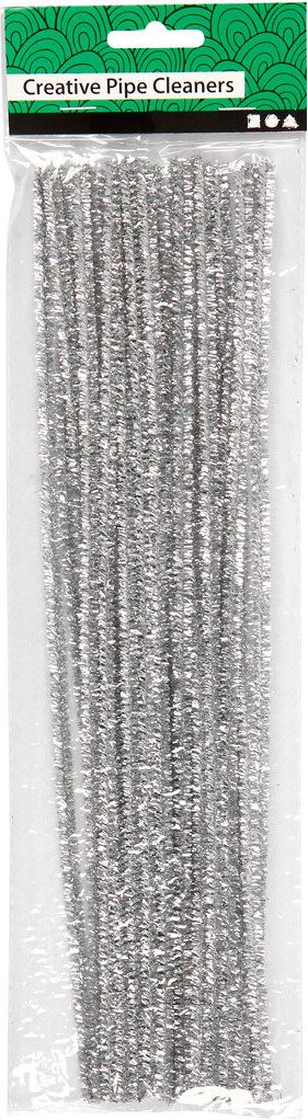 Piberensere - L 30 CM - B 6 MM - Glitter - Sølv - 24 Stk