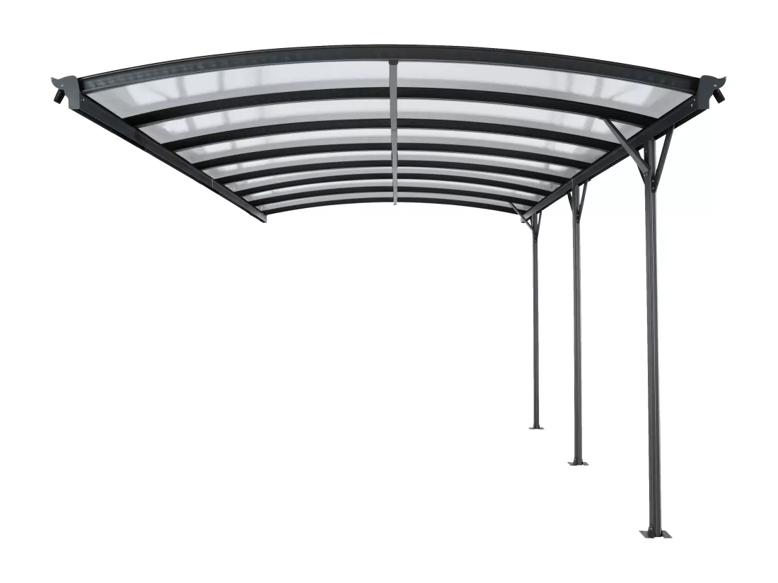 Extension pour carport pergola autoportant en aluminium - 1 voiture - L505 x H239 cm - 15,15 m² - Gris anthracite - BARESA