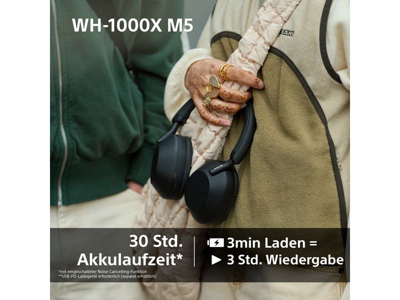 Sony Wireless Over-Ear-Kopfhörer WH-1000XM5 Schwarz Kabellose Kopfhörer mit Noise Cancelling