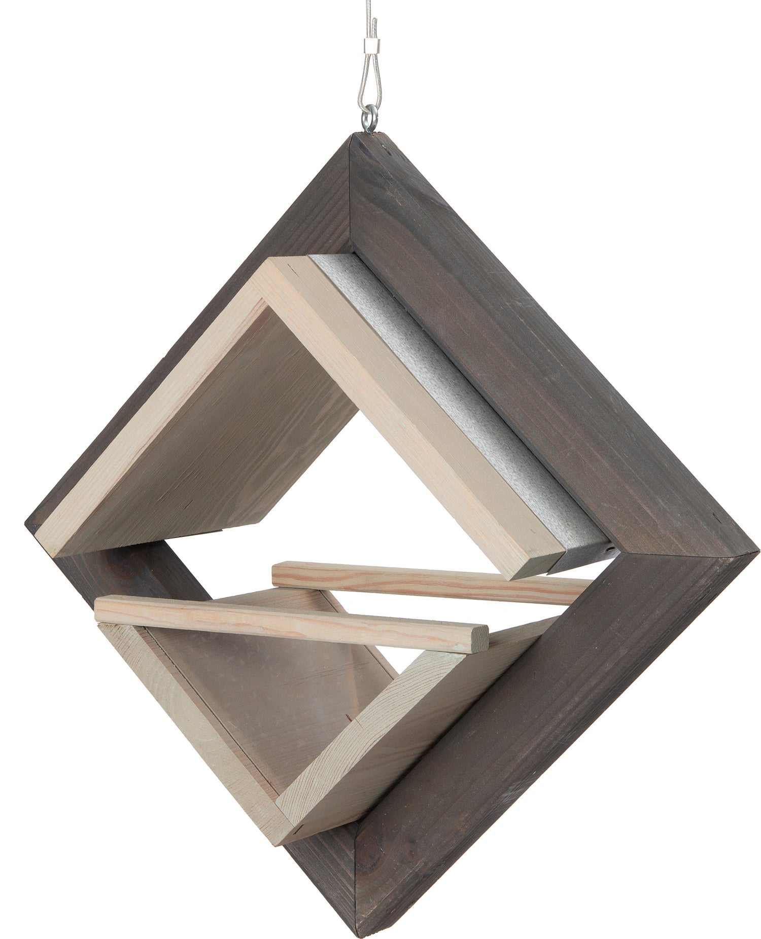 Intratuin vogelvoederhuis Kubus grijs 39 x 19 x 39 cm
