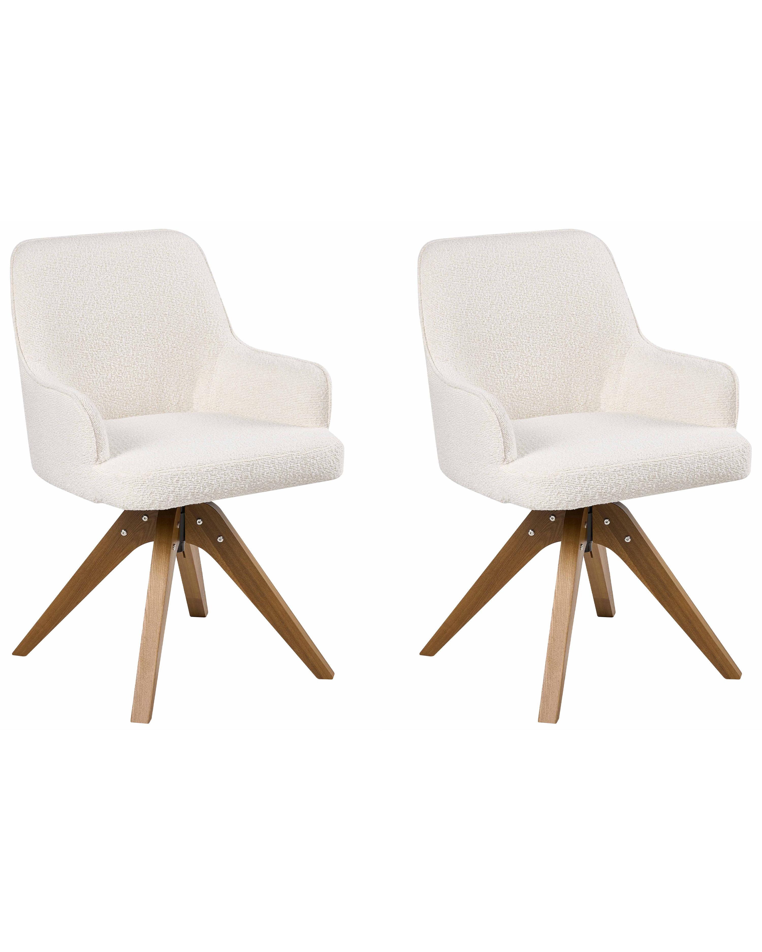 Set van 2 eetkamerstoelen draaibaar SYLVANIA Bouclé Gebroken wit