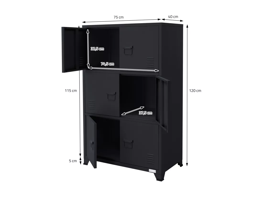 Armoire de bureau Armoire métallique avec étagères 75x40x120 cm