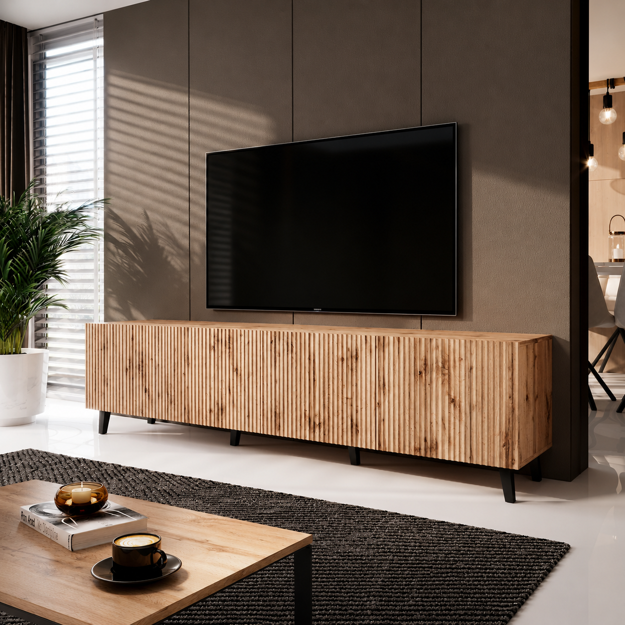Vintar - TV-Meubel - Eiken - 201 cm