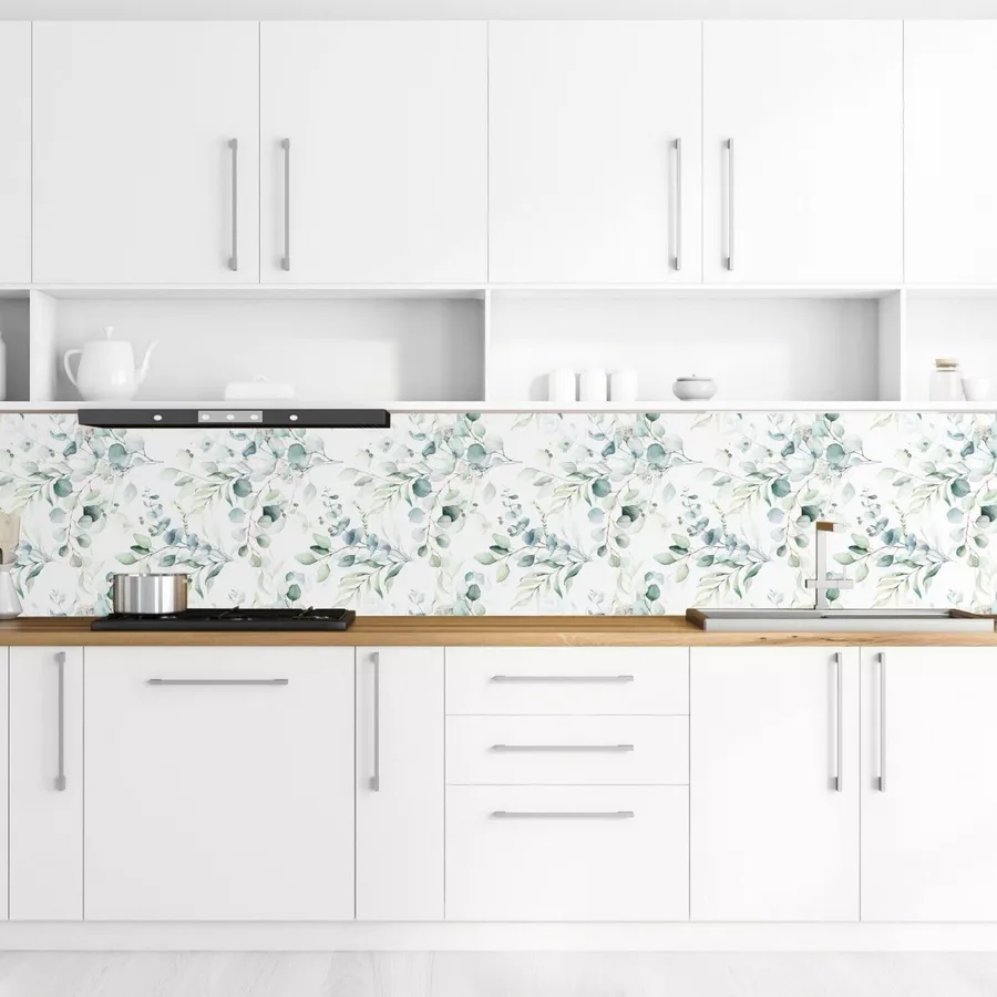 Nikima Klebefolie KF-06 selbstklebende Folie – Floral weißgrün Klebefolie bunt