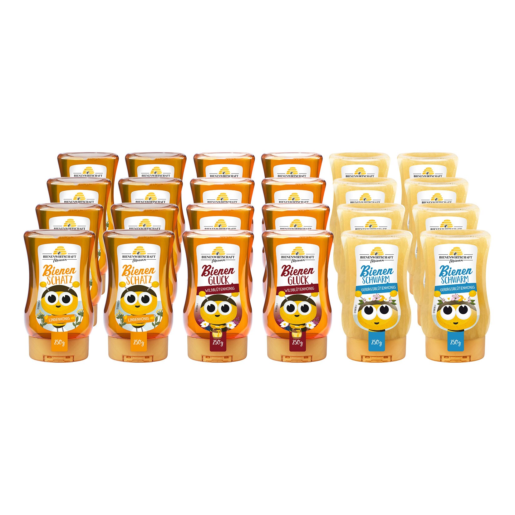 Bienenwirtschaft Meissen Bienenbande Honig 250 g, verschiedene Sorten, 24er Pack
