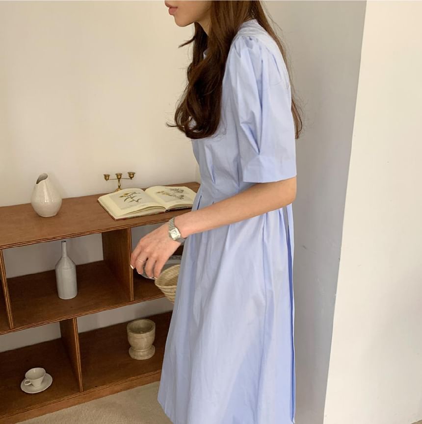 Coris - Effen maxi-zonnejurk met korte mouwen en ronde hals