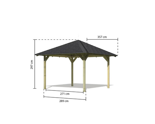 Karibu Ostrau paviljoen inclusief shingles, H-ankers 289 x 289 cm drukgeïmpregneerd
