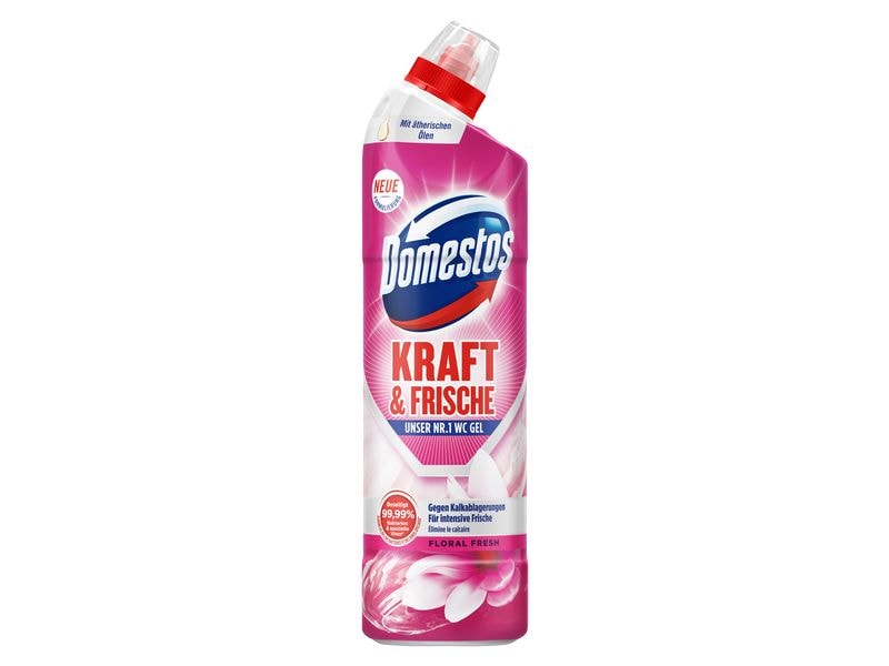 Domestos WC-Reiniger Aktiv Kraft Floral Fresh WC Gel 750 ml Reinigungsmittel für die Toilette mit frischem Blumen-Duft