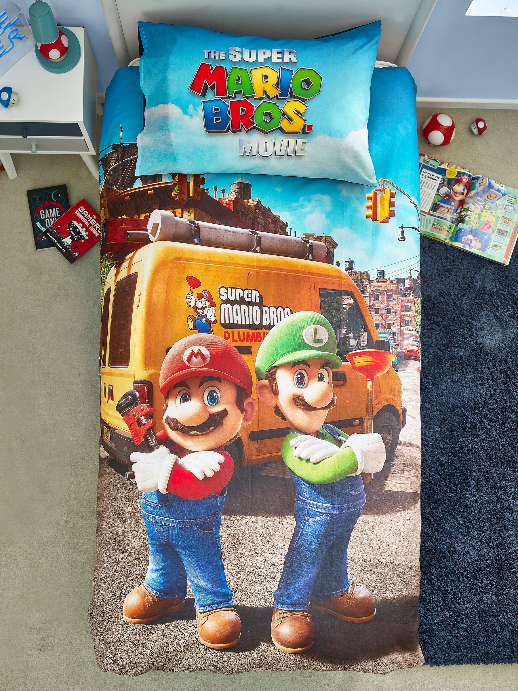 Super Mario eenpersoons dekbedovertrek en kussensloopset van 100% katoen