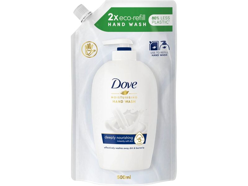 Dove Flüssigseife Wash Nachfüllpack 500 ml Feuchtigkeitspendende Handseife im Nachfüllbeutel