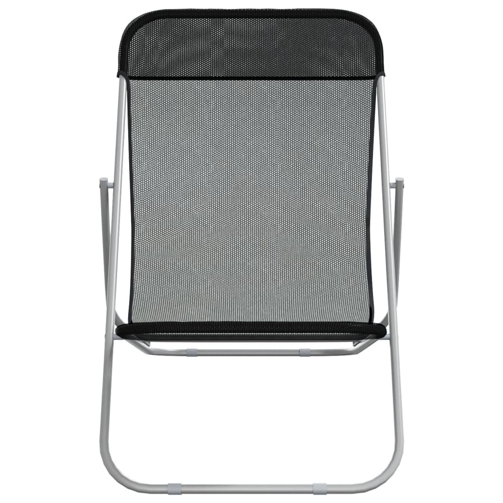 Chaises de plage pliantes 2pcs textilène acier enduit de poudre