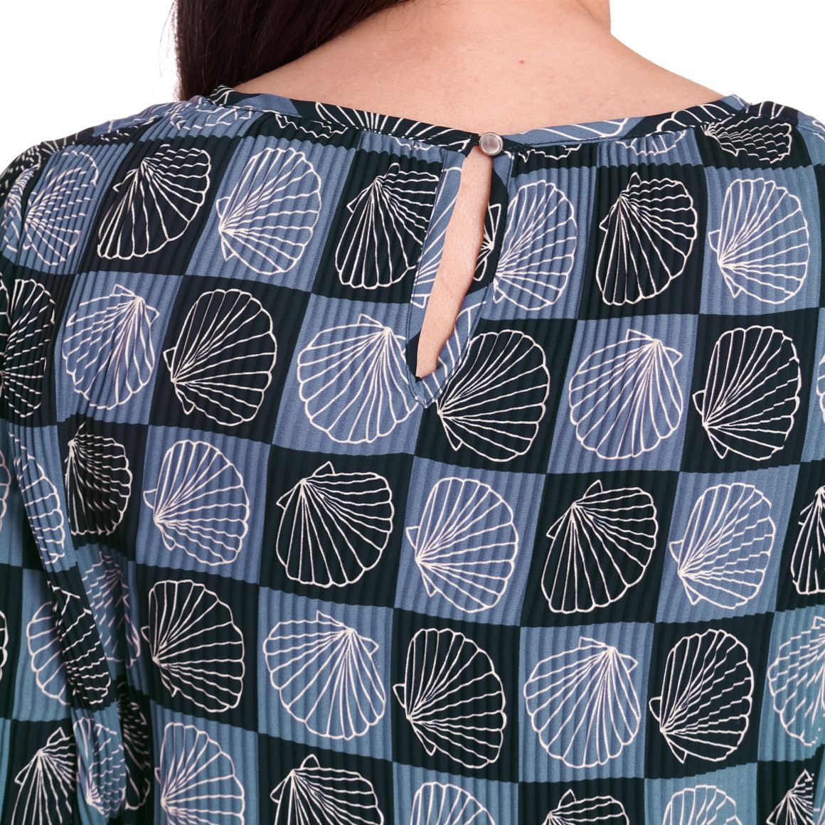 Gina Benotti Damen Plissee-Kleid mit Muschel-Motiven dunkelblau