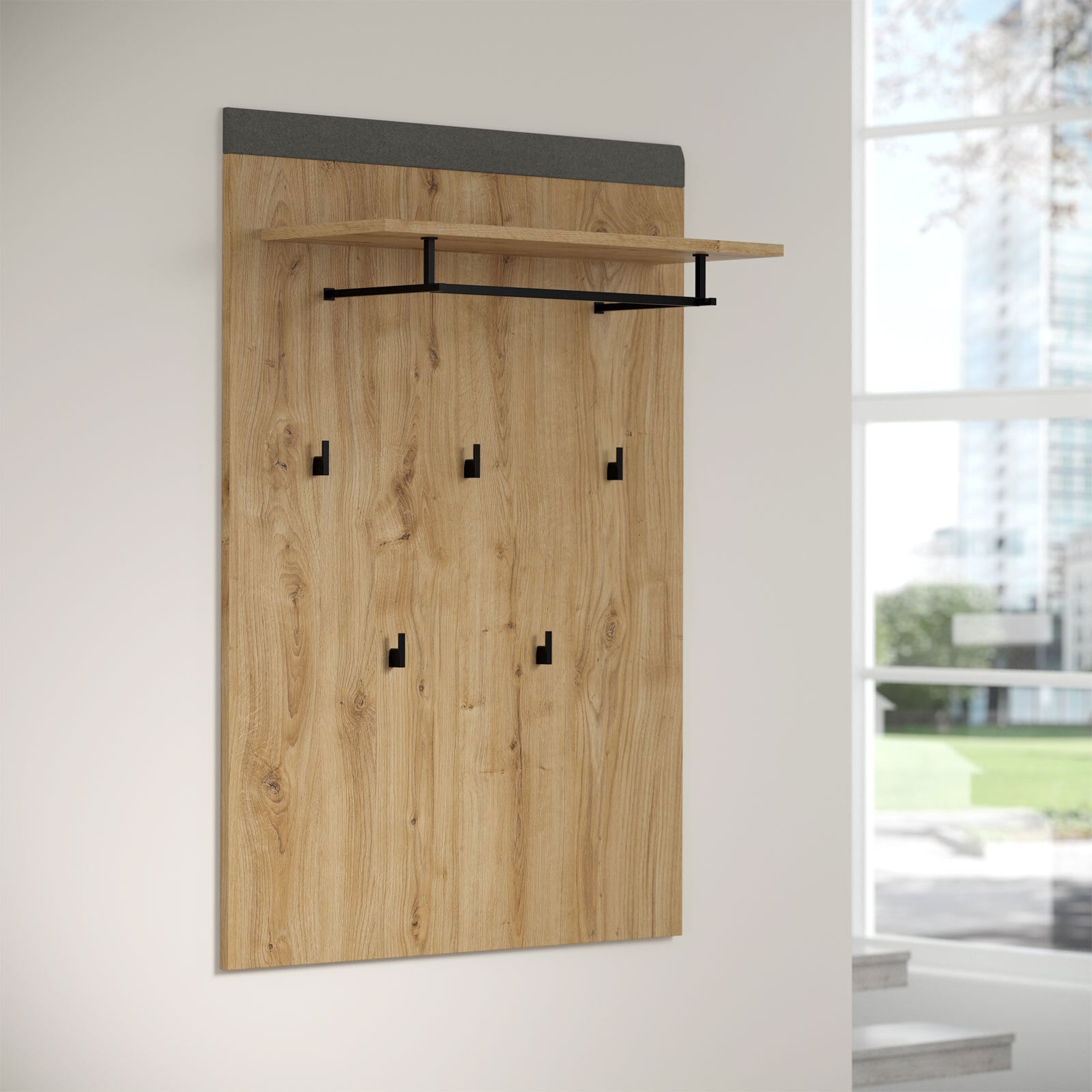 Garderobenpaneel Blanshe 60 x 110 cm Dark Grey/Eiche Navarra