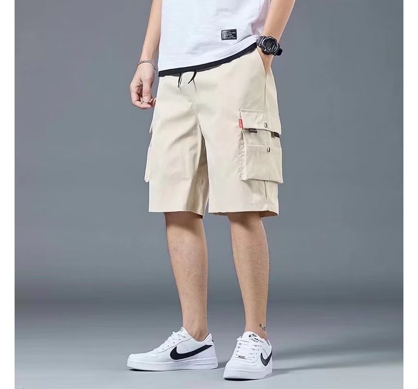 Acrius - Mid Rise Plain Cargo Shorts