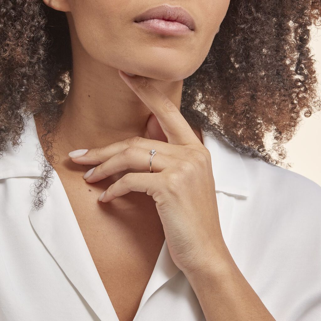 Bague Vrille Accompagnee Or Blanc Diamant