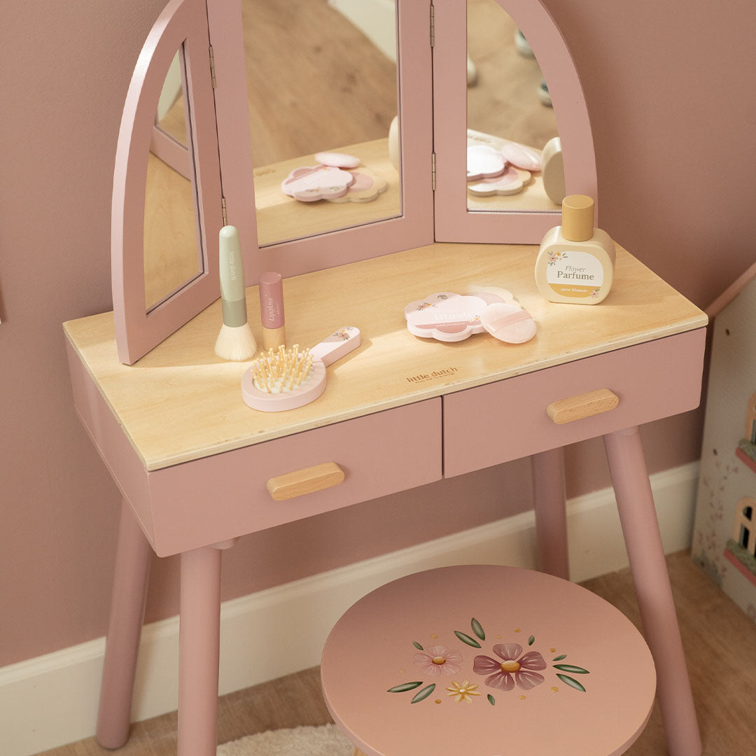 little dutch kaptafel met poten en accessoires - roze