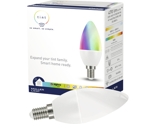 MÜLLER LICHT tint LED kaarslamp dimbaar E14/6W (40W) 470 lm 1800-6500 K warm wit-daglichtwit + RGB