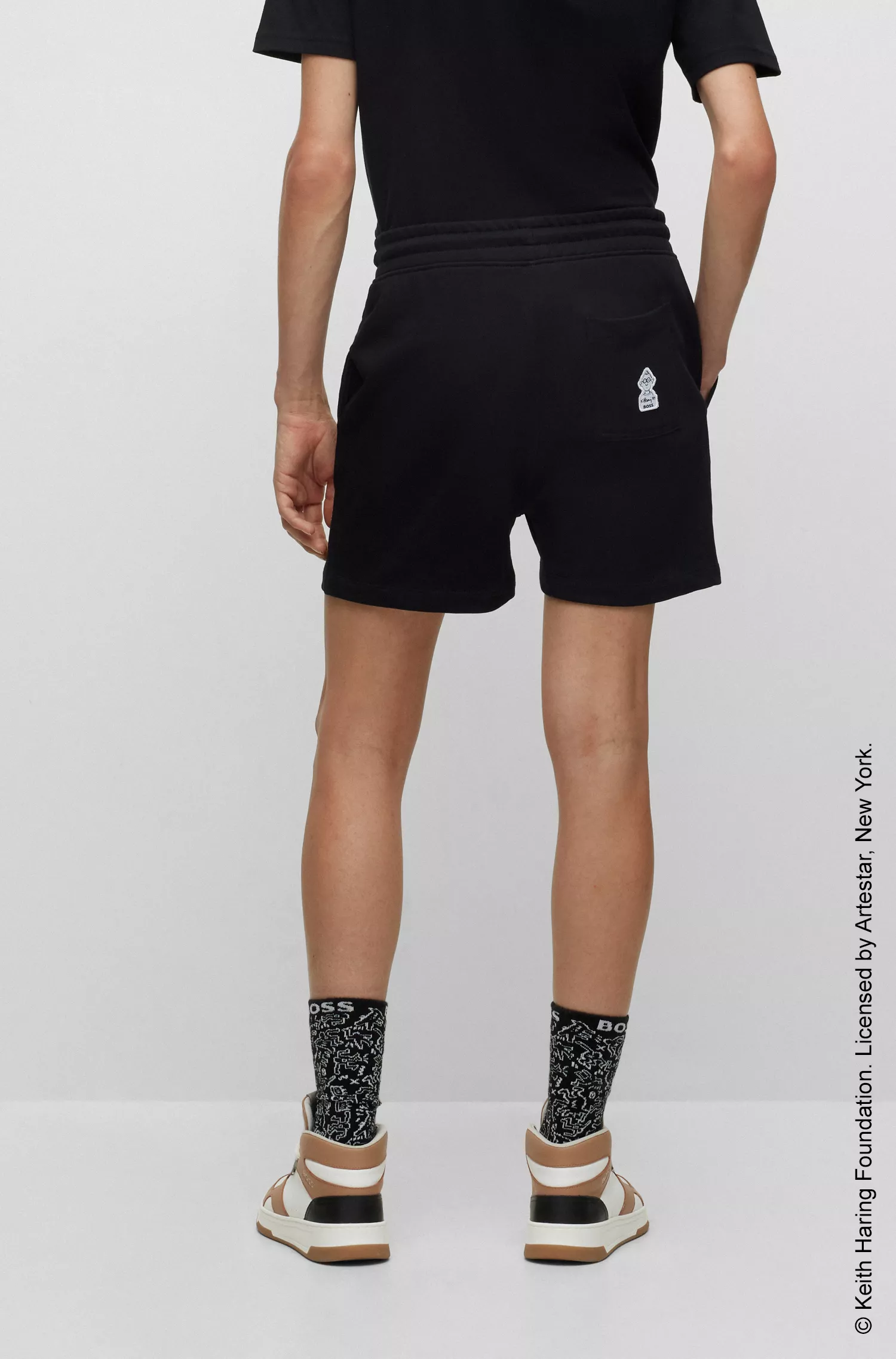 Shorts unissex BOSS Black-BOSS x Keith Haring em tecido atoalhado de algodão misto.