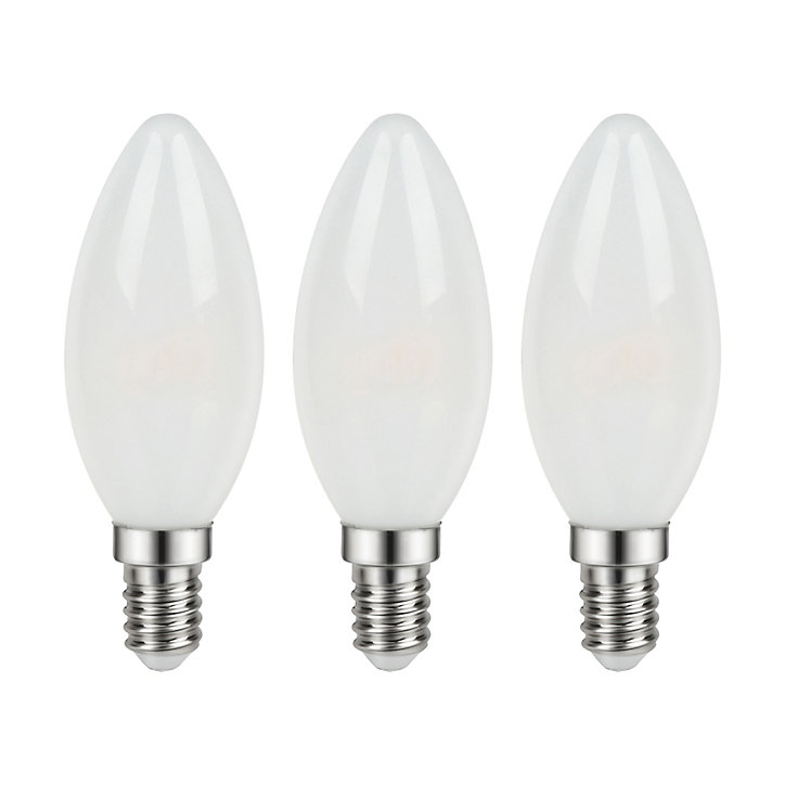 Lot 3 ampoules LED à filament flamme dépolie E14 470lm 3.4W = 40W Ø3.5cm Diall blanc chaud