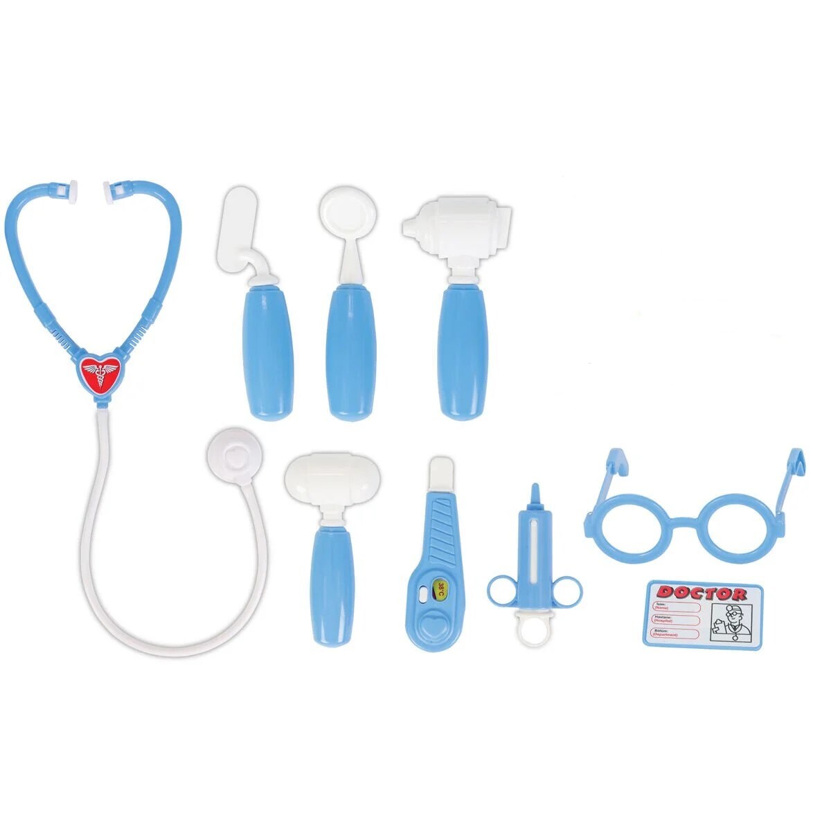 Pilsan Kinder-Arztset 03232, 9-teilig, Spritze, Stethoskop, Otoskop, Arztausweis blau