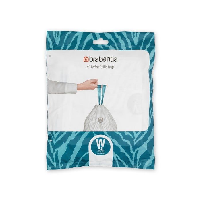40st Brabantia afvalzakken code W - 5 liter 29,5x34cm - 40 stuks (8710755137846)