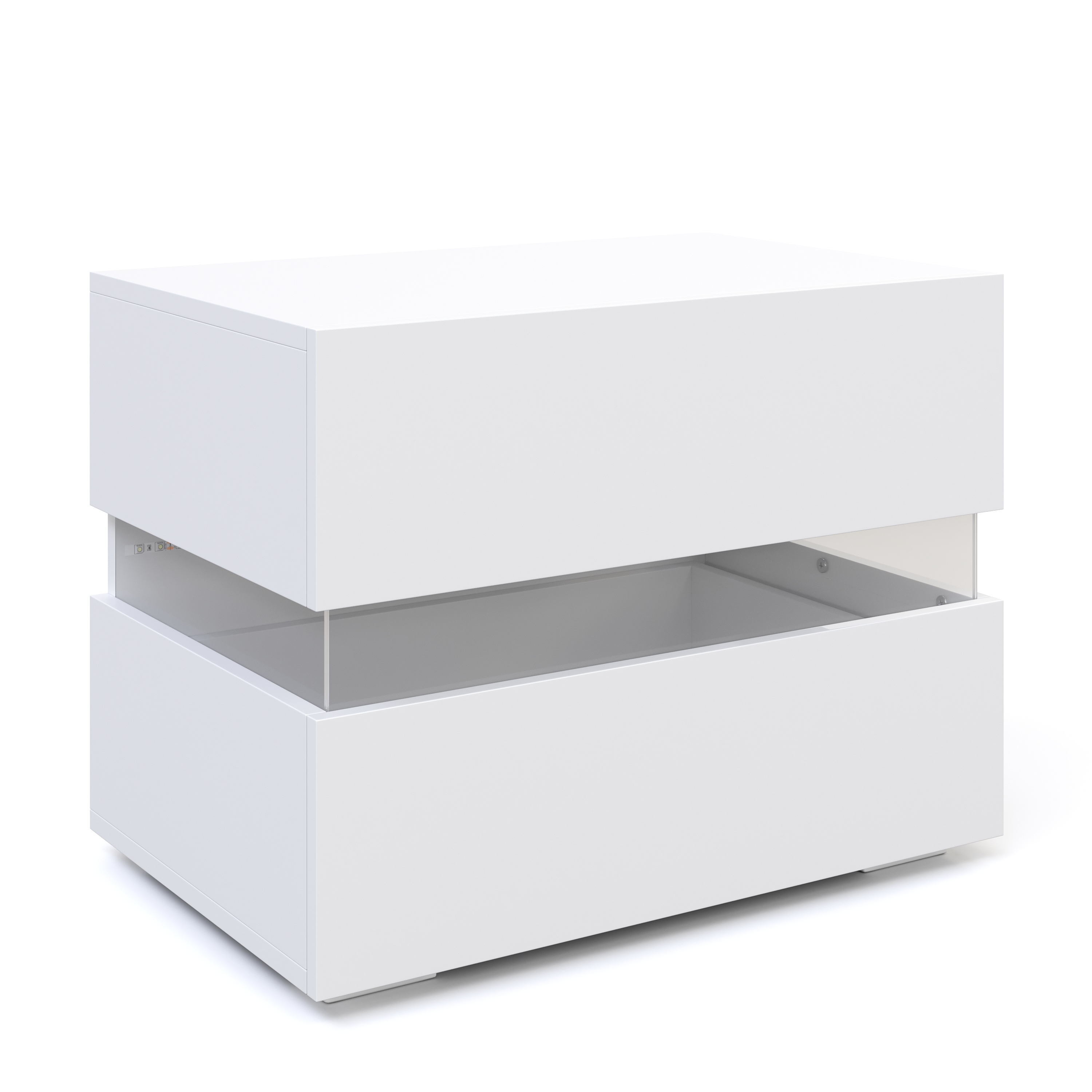 Nachttisch LED LUCA 2 Schubladen weiss