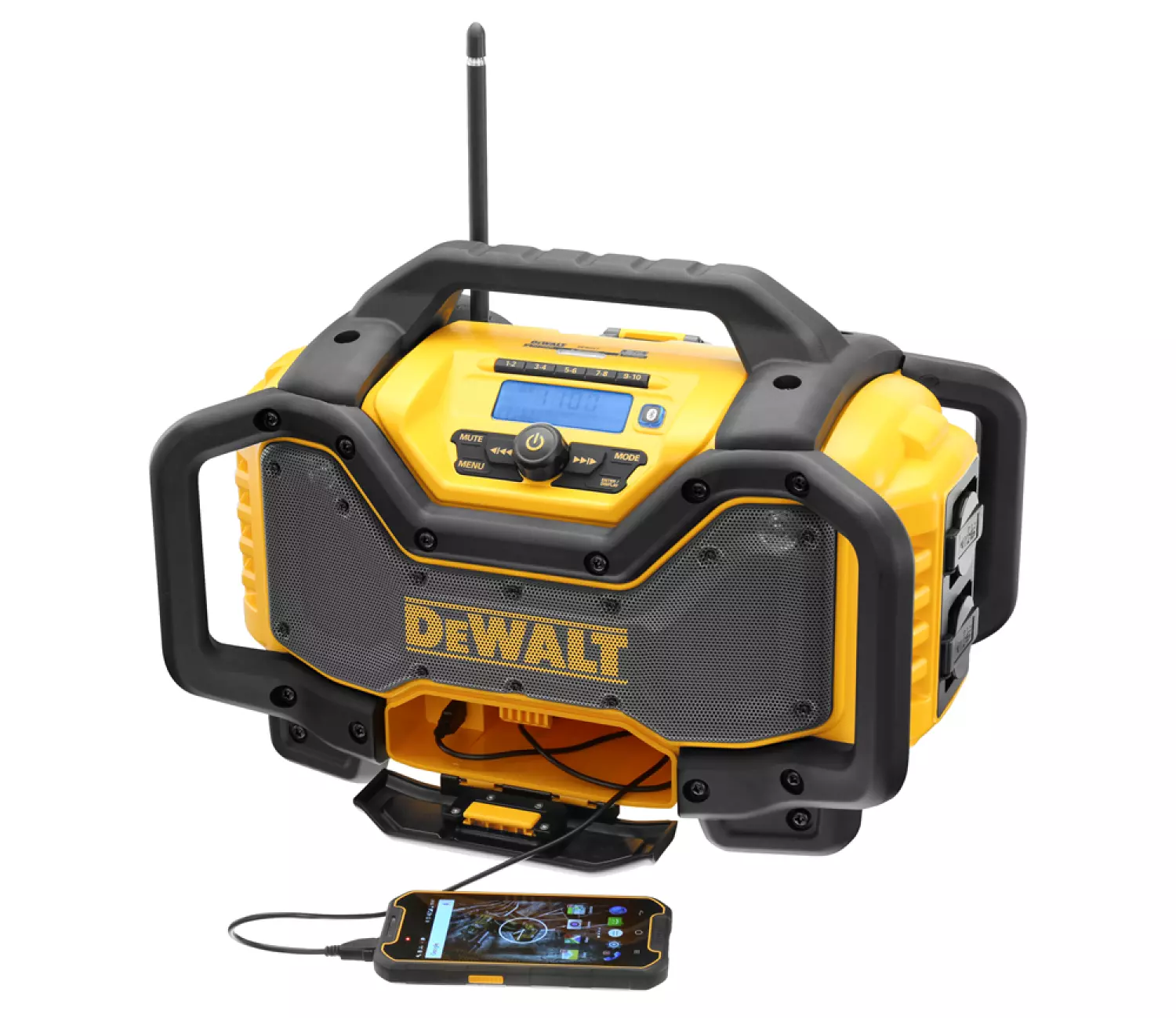 DeWALT DCR027 18V Li-Ion accu DAB  Bouwradio met oplaadfunctie - werkt op netstroom & accu