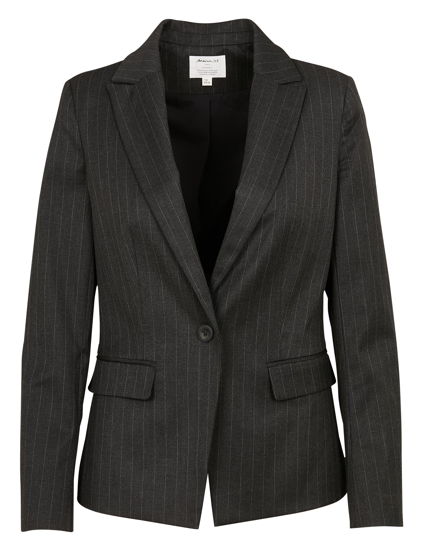 SIMONE - Veste de tailleur rayée en laine mélangée | Gris