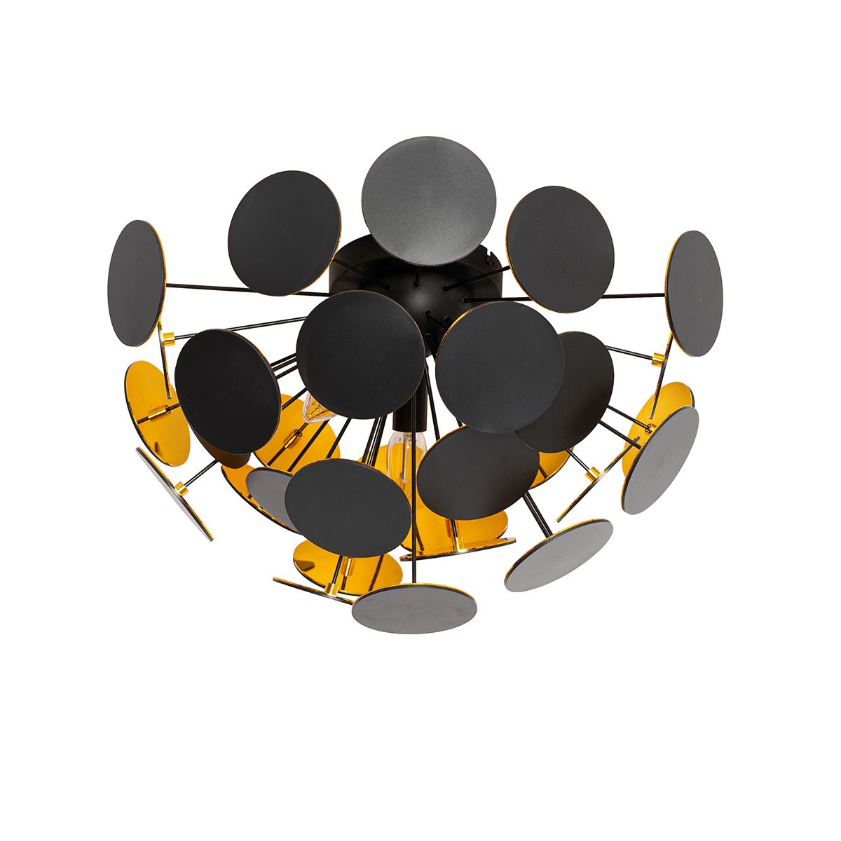 Design plafondlamp zwart met goud 54cm 3-lichts - Cerchio