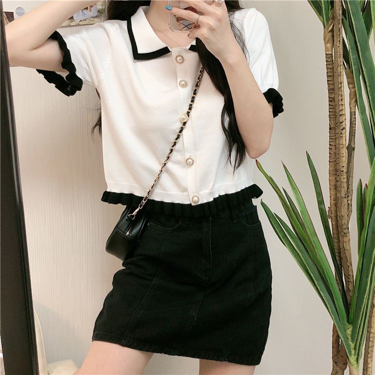 Shinsei - Blouse met korte mouwen en ruches