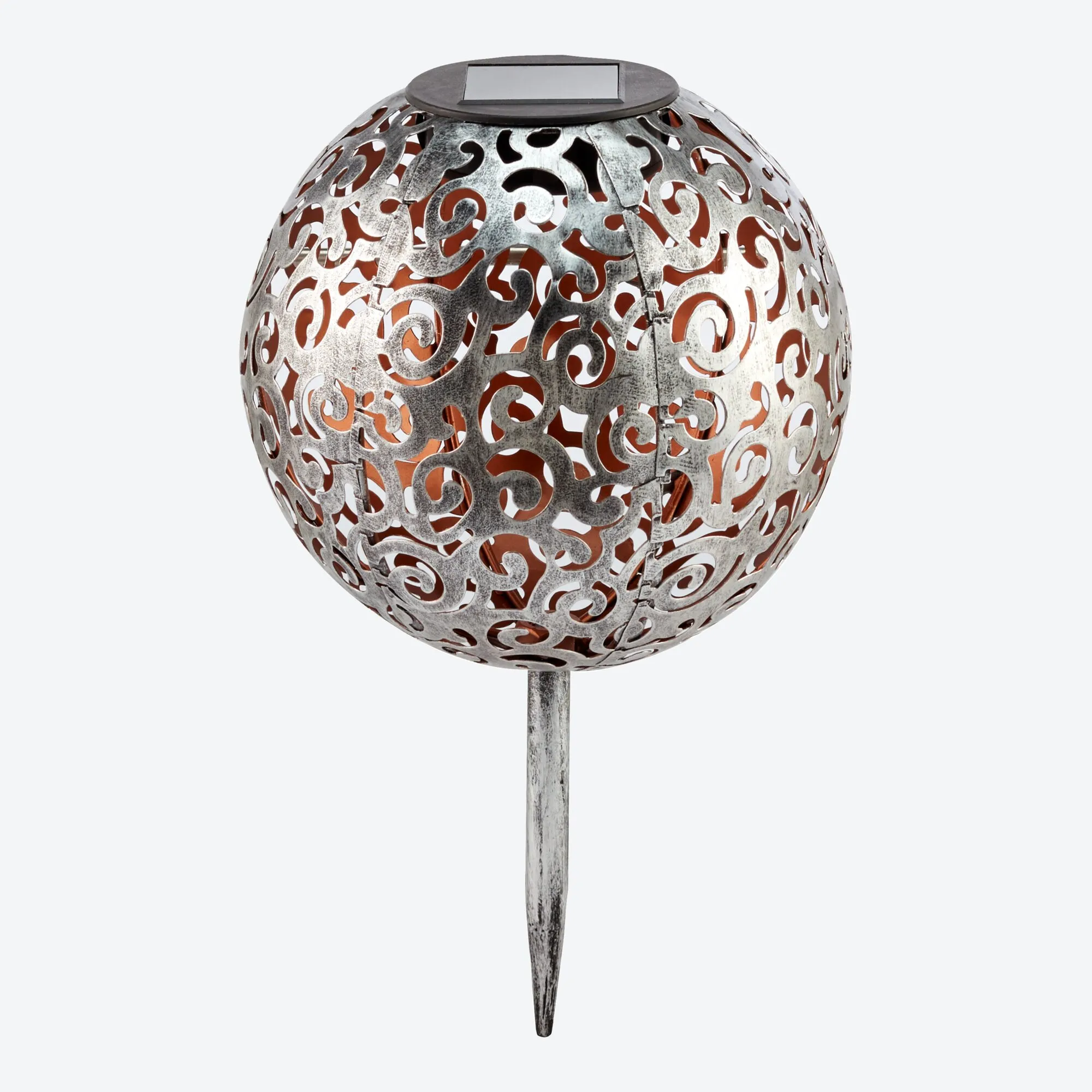 Solar-Metallkugel inklusive Erdspieß, ca. 18,5x18,5x28cm