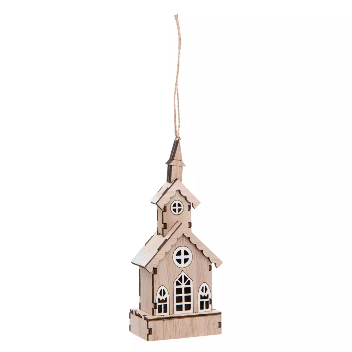Eglise de Noël en bois (H15 cm) Naturel