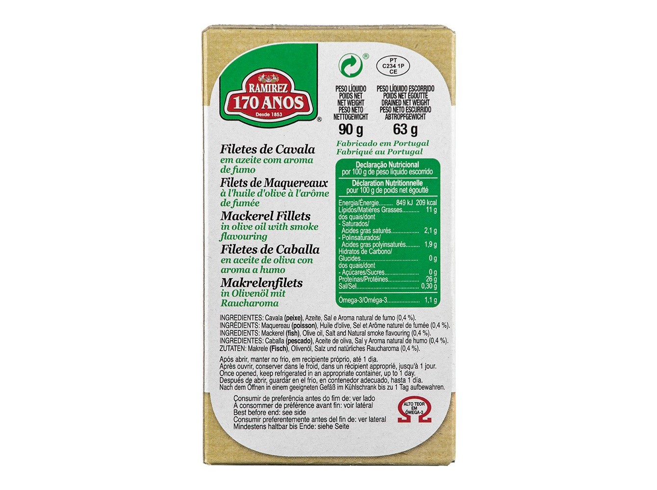 FILETE CAVALA AZEITE RAMIREZ COM AROMA FUMADO