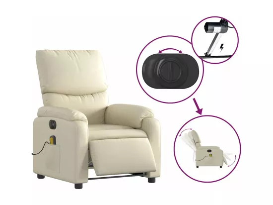 Fauteuil de massage inclinable électrique crème similicuir